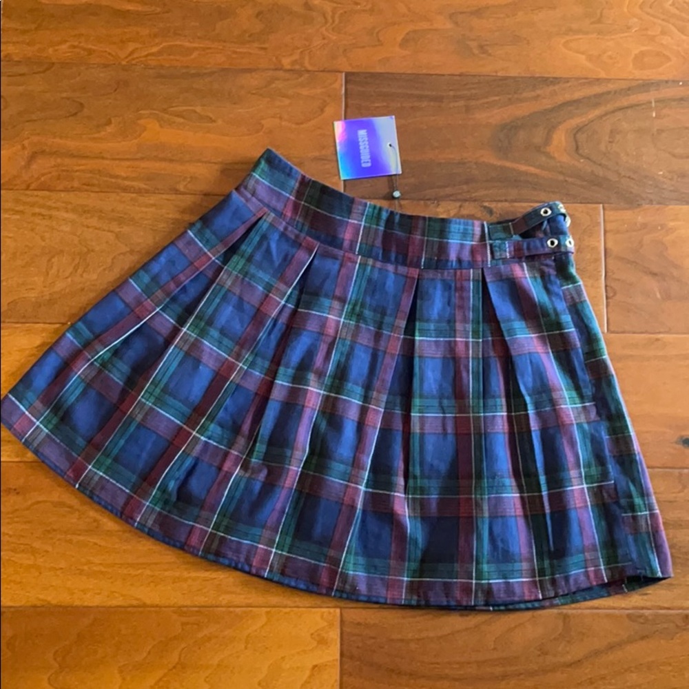 Missguided blue plaid mini skirt US 10